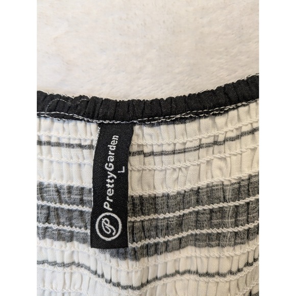 PrettyGarden Black White Striped Maxi Dress Women Large Spaghetti Strap Viscose - Picture 6 of 10